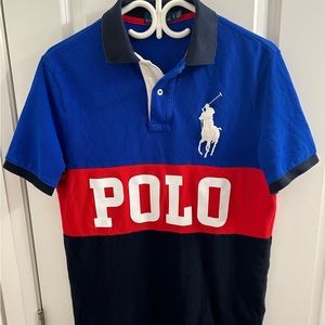 Polo Ralph Lauren Classic Fit Colorblock Big Pony Men’s Spellout Polo Shirt SZ S
